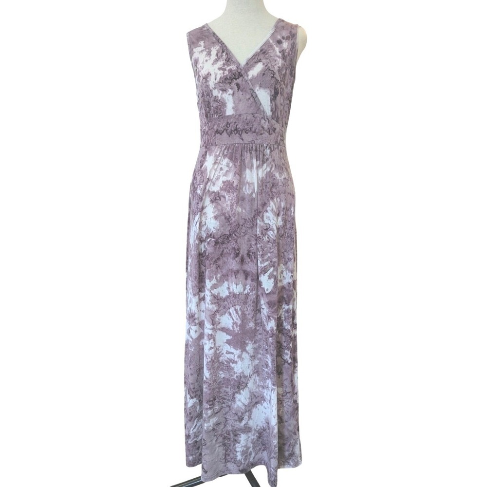 Woosea Maxi Dress Womens M Purple Tie Dye Surplice V-Neck Sleeveless Boho Jersey